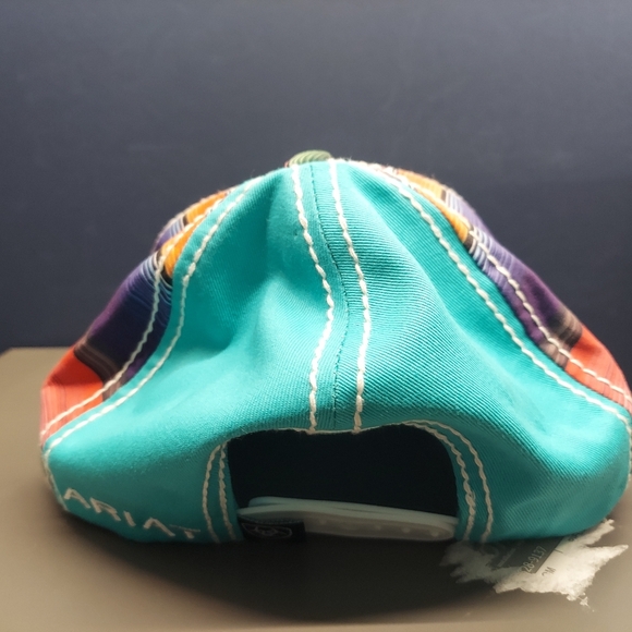 Ariat serape stripe turquoise baseball Hat style cap Blue Green Red Aztec Skater - Picture 3 of 7